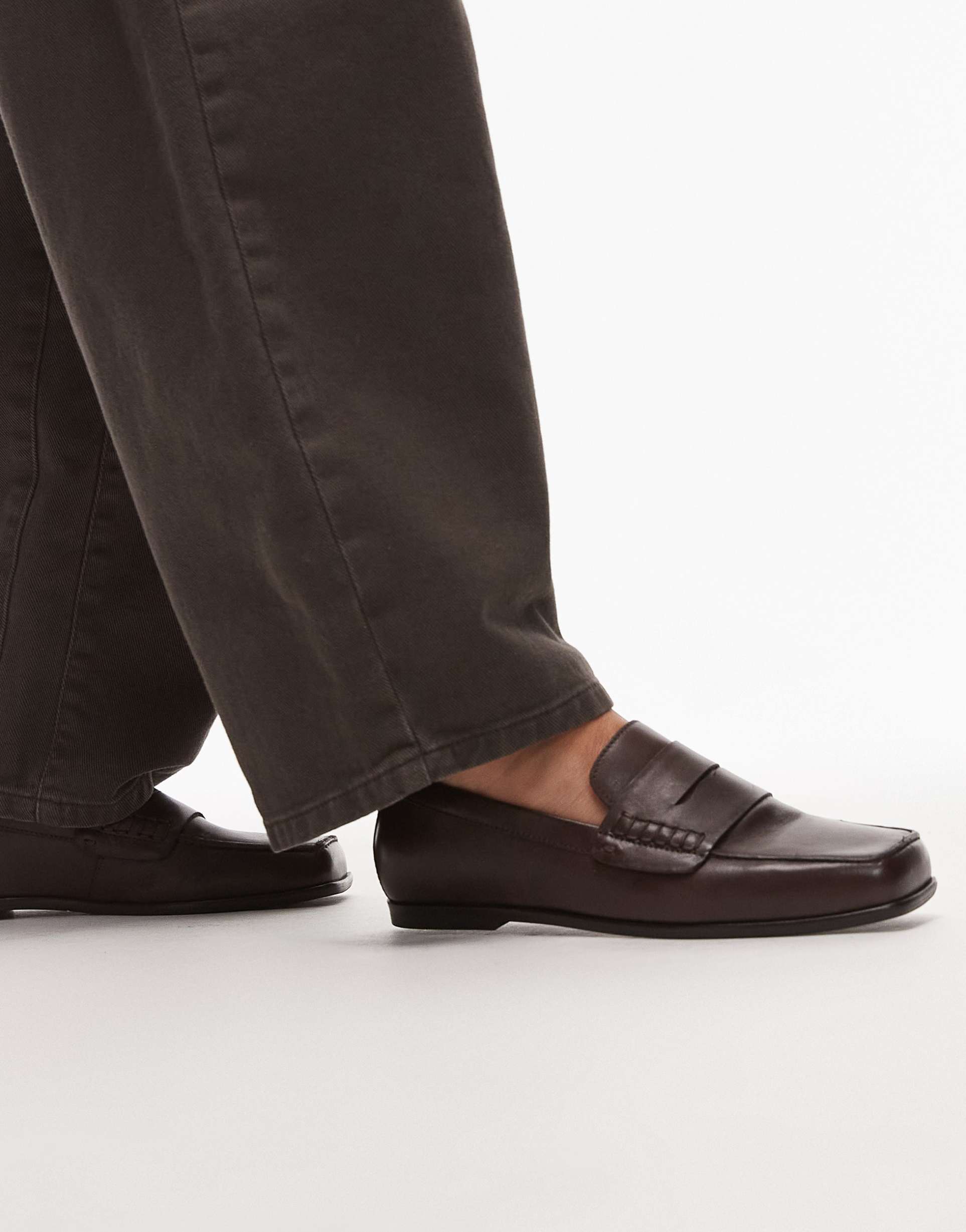 bronx colb-y square toe penny loafers in coffee bean