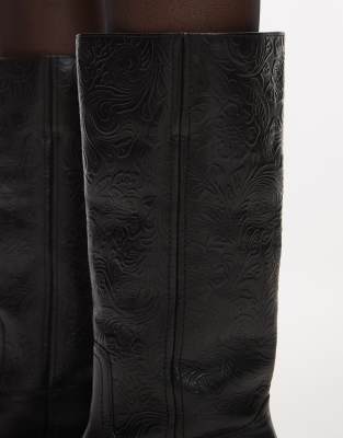Bronx Embossed Knee Boots In Black