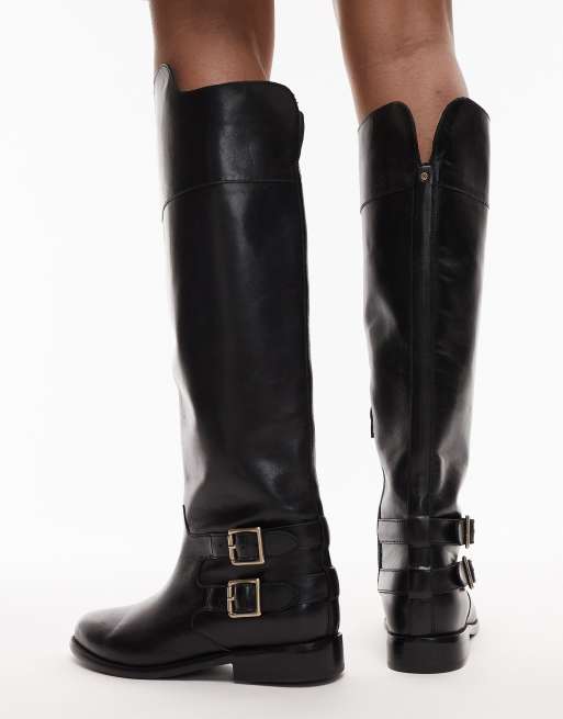 Bronx fe-lise buckle detail riding boot in black, 2 of 4