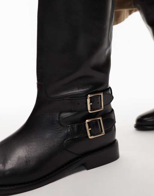 Bronx fe-lise buckle detail riding boot in black, 3 of 4