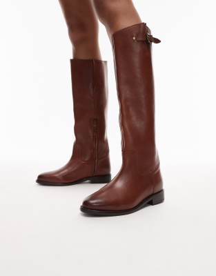  fe-lise buckle detail riding boot in tan