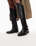 [Bronx] Bronx Fe-Lise buckle detail riding boots in black 37 Black