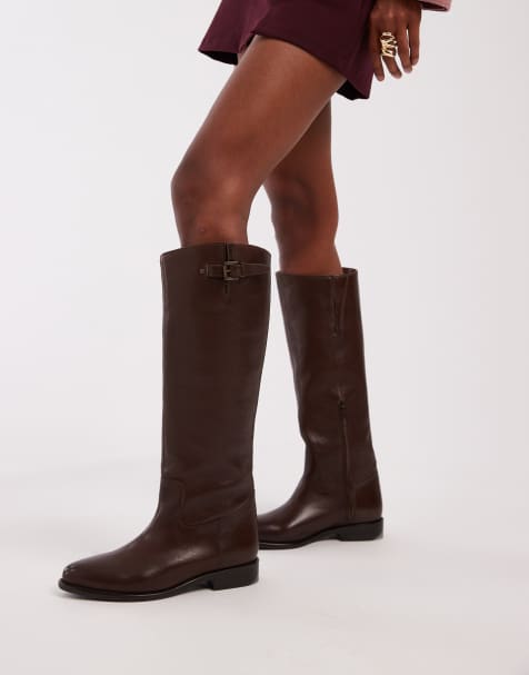 Bronx Fe-Lise buckle detail riding boots in coffee bean - view 1