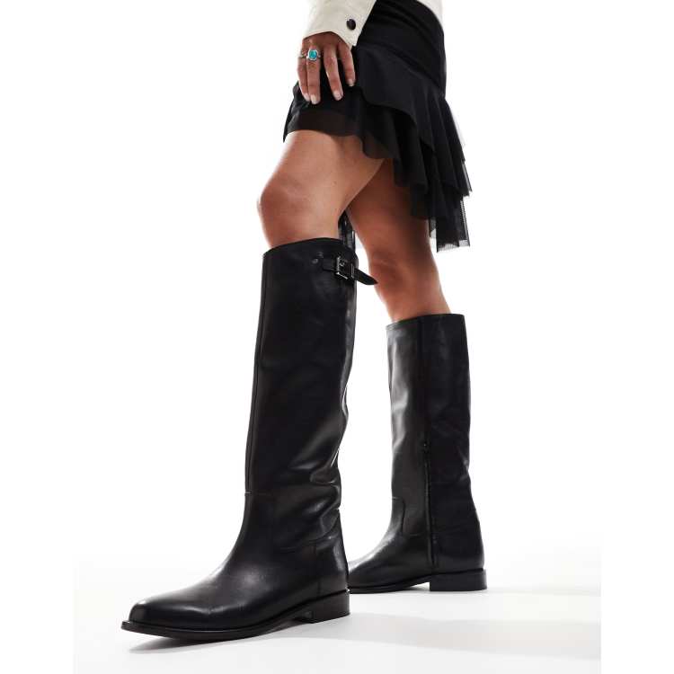 Bronx Felise Bottes cavalieres hauteur genou en cuir lisse Noir
