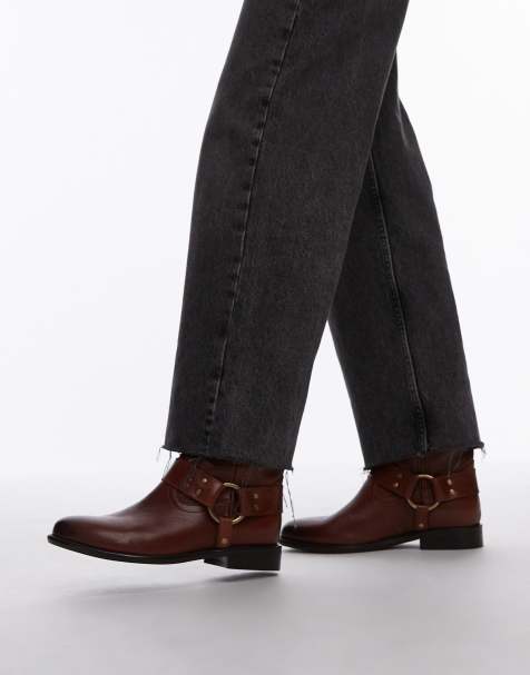 Bronx Felise harness ankle boots in cognac brushed leather - view 1