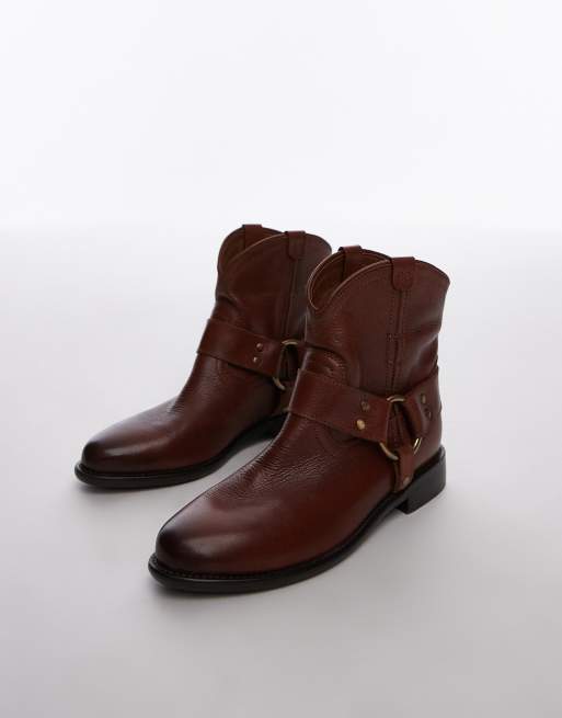 Bronx Felise harness ankle boots in cognac brushed leather, 2 of 4