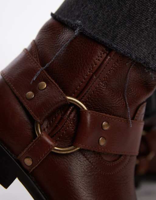 Bronx Felise harness ankle boots in cognac brushed leather, 3 of 4