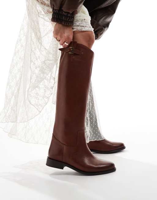 Bronx Felise riding knee boots in cognac smooth leather ASOS