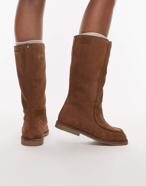 Bronx – Flauschige, gemütliche, kniehohe Stiefel aus Wildleder in Kastanienbraun, 3 von 4