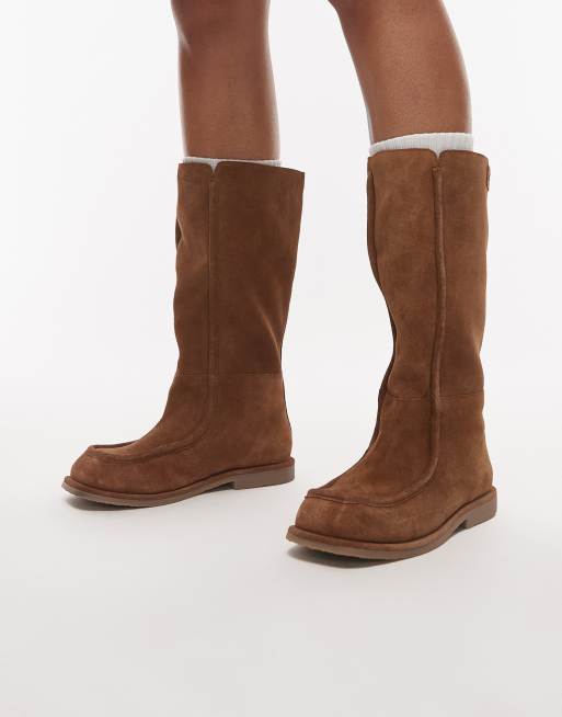 Bronx – Flauschige, gemütliche, kniehohe Stiefel aus Wildleder in Kastanienbraun, 4 von 4