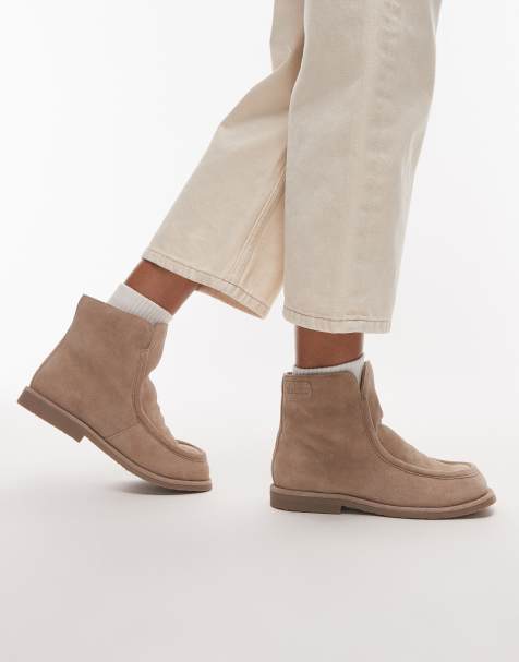 Bronx fluffy cosy boots in suede oatmilk - view 1