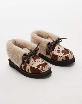 Bronx Fluffy Detail Lace Up Loafers In Brown