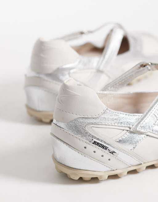 Bronx - Gravit-yy - Råhvide/sølvfarvede ballerina-sneakers, 2 af 4