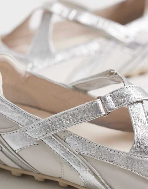 Bronx - Gravit-yy - Råhvide/sølvfarvede ballerina-sneakers, 4 af 4
