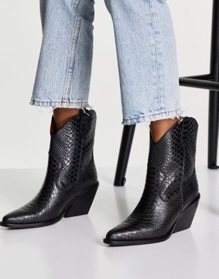 Bronx heeled western boots in black leather