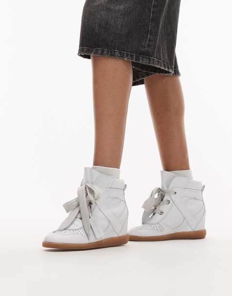 Bronx - Jae-yy - Råhvide sneakers med kilehæl i ruskind - view 1