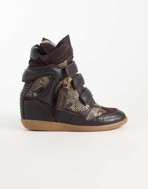 Bronx Jae-yy sneakers i mocka med kilklack i mörkbrunt ormskinnsmönster - view 1