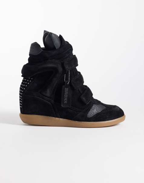 Bronx - Jae-yy - Sorte sneakers med kilehæl i ruskind - view 1