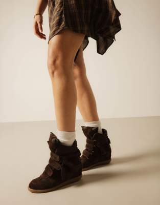 Bronx Jae-yy Suede Wedge Sneakers In Brown