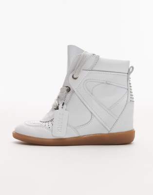 Bronx Jae-yy Suede Wedge Sneakers In White