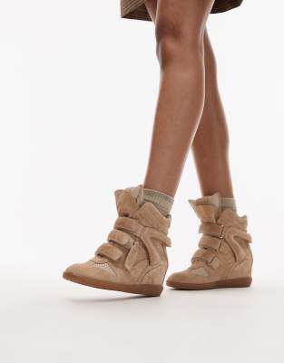 Bronx Jae-yy Suede Wedge Sneakers In Multi