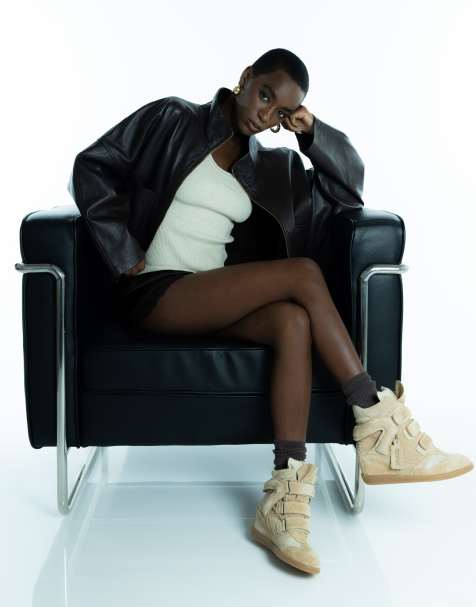 Bronx Jae-yy suede wedge sneakers in sand - view 1