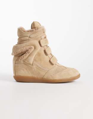 Bronx Jae-yy Suede Wedge Sneakers In Neutral