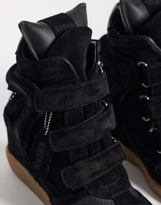 Bronx Jae-yy suede wedge trainers in black, 5 of 5