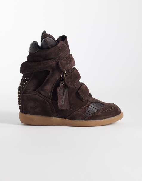 Bronx Jae-yy suede wedge trainers in coffee bean - view 1