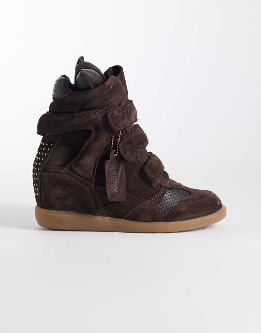 Bronx Jae-yy suede wedge trainers in coffee bean, 4 of 5