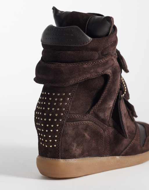 Bronx Jae-yy suede wedge trainers in coffee bean, 5 of 5