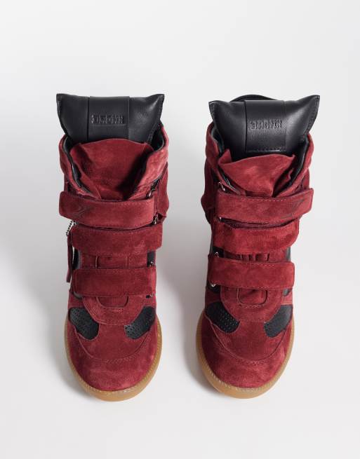 Bronx Jae-yy suede wedge trainers in red and black, 2 of 5