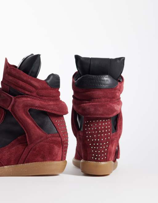 Bronx Jae-yy suede wedge trainers in red and black, 5 of 5