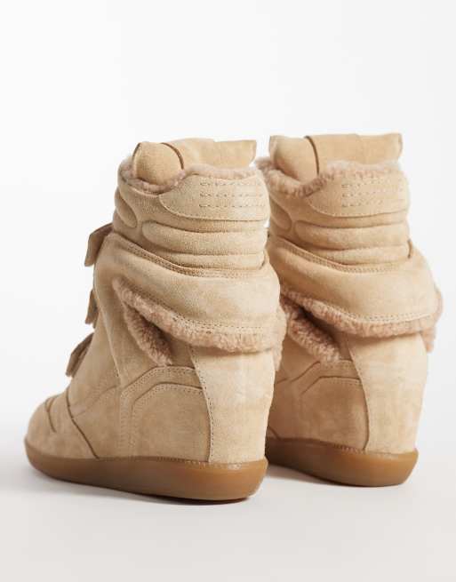 Bronx Jae-yy suede wedge trainers in shearling sand, 4 of 4
