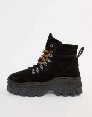 bronx black suede chunky sole trainers