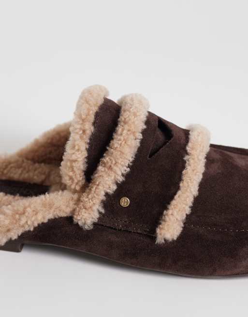 Bronx - Jaxx-ie - Kaffebrune slip on-mules med pels , 3 af 4