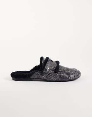 Bronx Jaxx-ie Slip On Furry Mules In Black