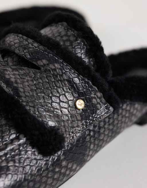 Bronx Jaxx-ie slip on furry mules in black, 3 of 4