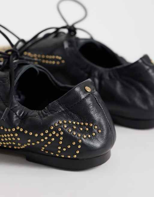 Bronx - Jazz-ette - Ballerines ornées de clous à lacets - Noir, 3 de 4