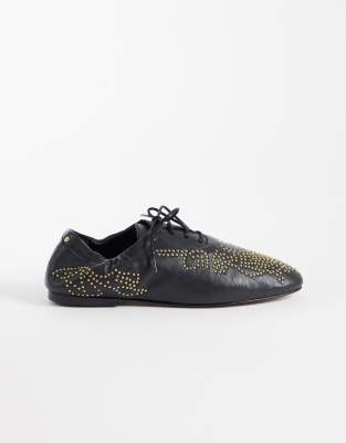 Bronx Jazz-ette Ballet Lace Up Shoes With Studding In Black