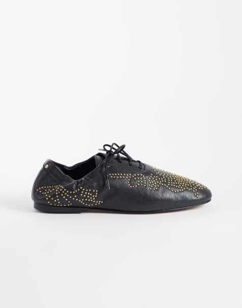 Bronx – Jazz-ette – Czarne, sznurowane balerinki z ćwiekami - view 1