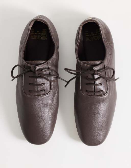 Bronx Jazz-ette lace up flat shoes in brown, 2 of 4