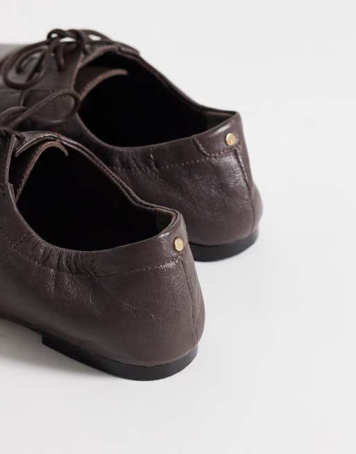 Bronx Jazz-ette lace up flat shoes in brown, 3 of 4