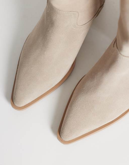 Bronx Jukeson western knee boots in sand suede, 2 of 4