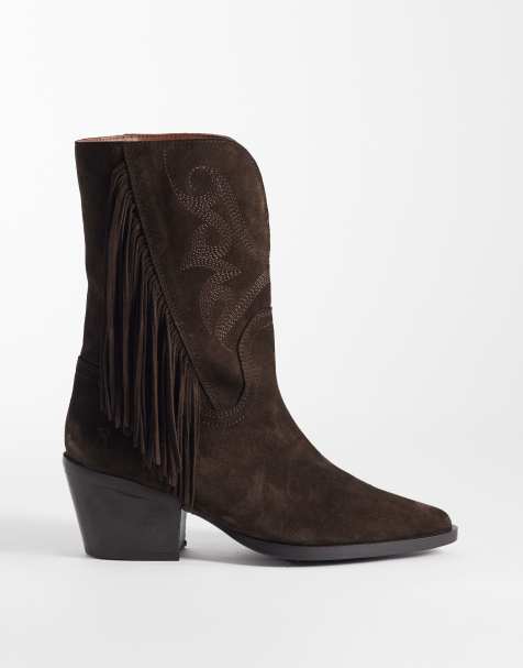 Bronx – Jukeson – Westernstiefel aus Wildleder in Espresso mit Quastendetails - view 1