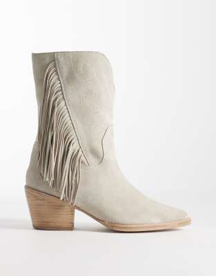 Bronx - Jukeson - Westernstiefel aus Wildleder in Sandbeige mit Quastendetails-Neutral