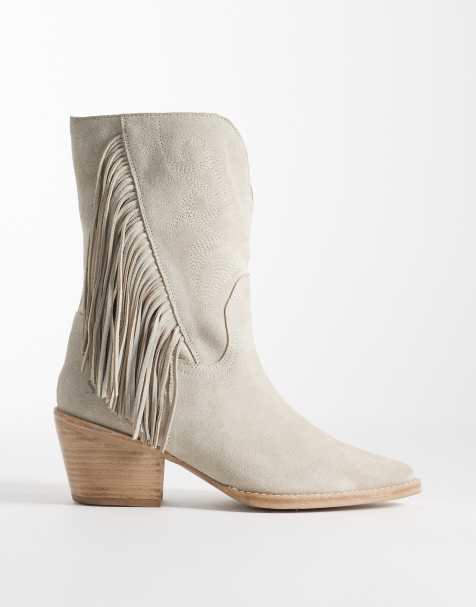 Bronx – Jukeson – Westernstiefel aus Wildleder in Sandbeige mit Quastendetails - view 1