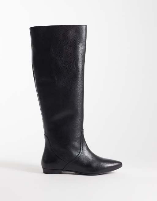 Bronx Kenda-ll ruched knee boots in vintage black leather, 1 of 4