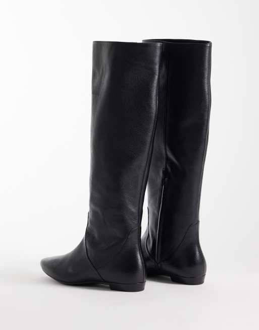 Bronx Kenda-ll ruched knee boots in vintage black leather, 2 of 4