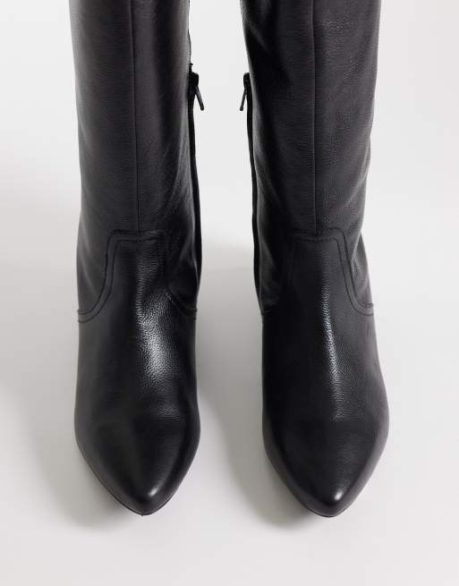 Bronx Kenda-ll ruched knee boots in vintage black leather, 3 of 4